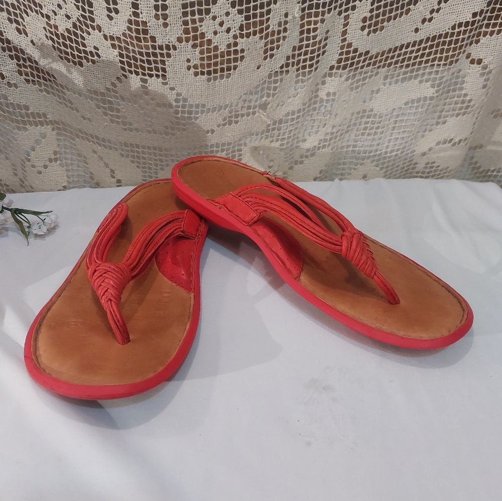 Born Red Leather Thong Sandals